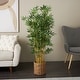 preview thumbnail 1 of 6, Green Faux Foliage Indoor Outdoor Artificial Tree with Realistic Leaves and Brown Seagrass Pot Green