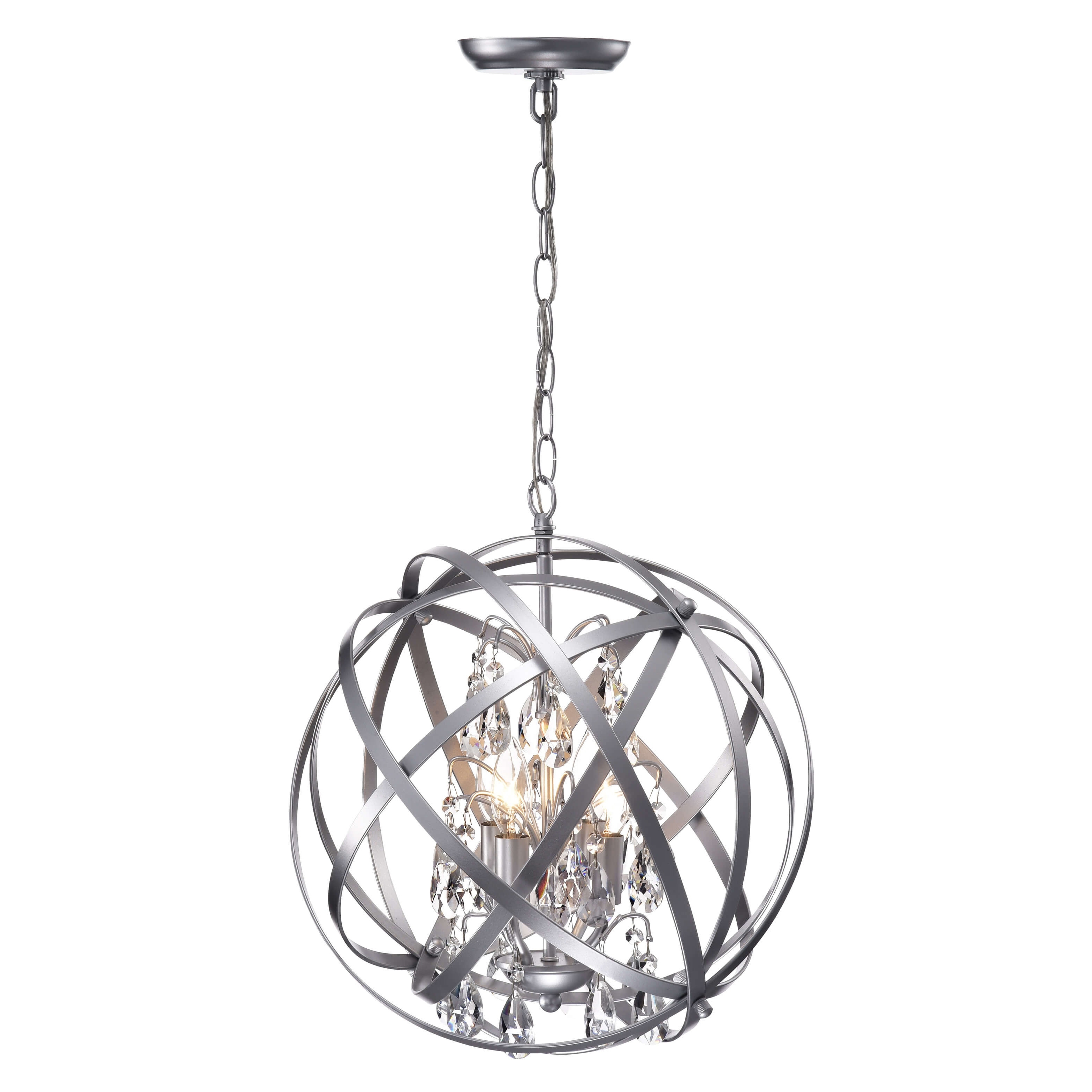 Benita Matte Silver 4 light Metal Crystal Orb Chandelier On Sale