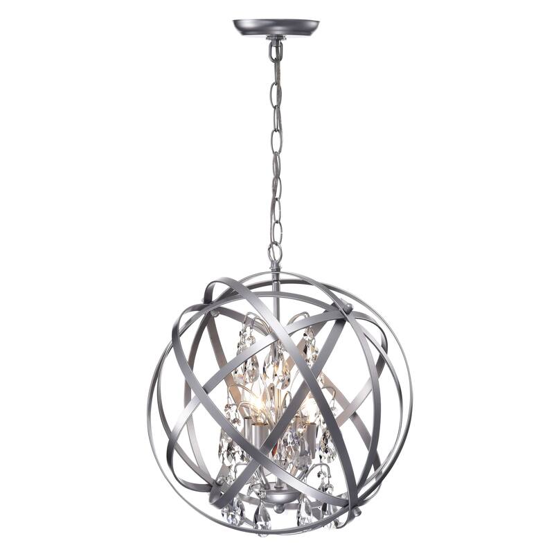 Benita Matte Silver 4-light Metal Crystal Orb Chandelier