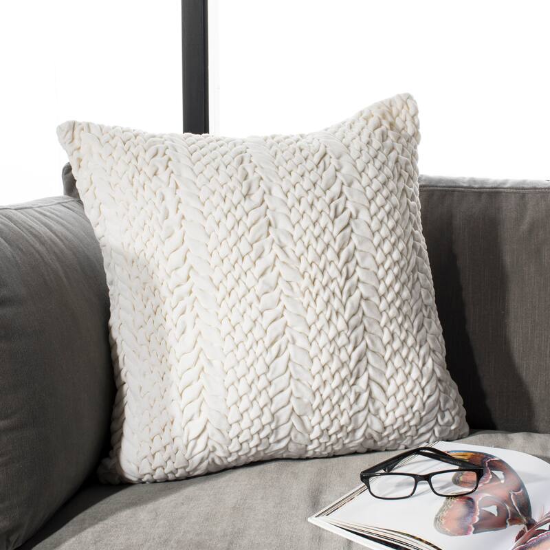 SAFAVIEH Barlett Ruched Grey 20-inch Decorative Pillow