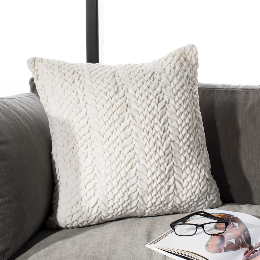 SAFAVIEH Barlett Ruched Grey 20-inch Decorative Pillow