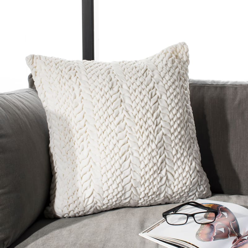 SAFAVIEH Neslihan Ruched Grey 20-inch Decorative Pillow