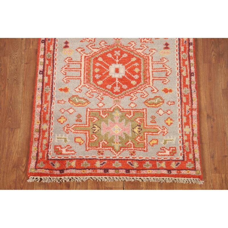 Heriz Serapi Oriental Runner Rug Handmade Geometric Wool Carpet - 2'8" x 7'11"