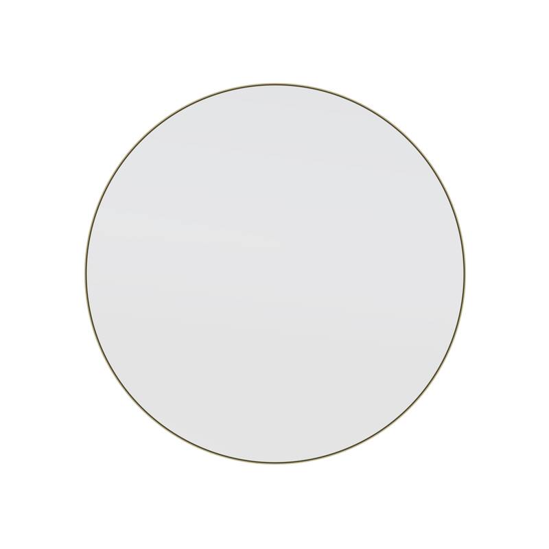 Glass Warehouse Round 28" Stainless Steel Framed Mirror - Satin Brass