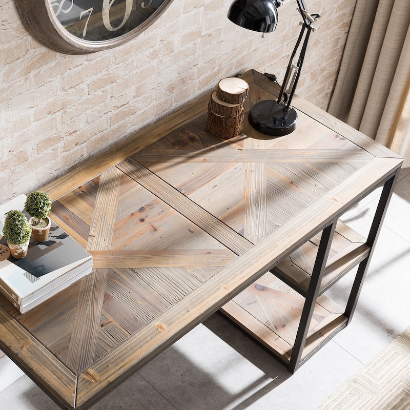 SEI Furniture Garstivon Rustic Black with Distressed Fir Writing Desk
