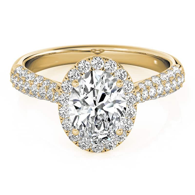 Auriya 14k Yellow Gold Lab Grown Oval Diamond Halo Engagement Ring 0.50 to 5.00 ct. tw. (F-G VS)