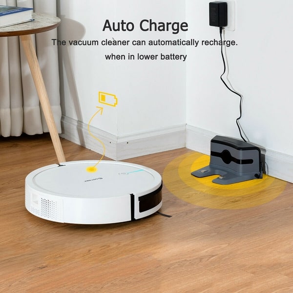 Costway Robot Vacuum Cleaner Self Charge App Voice Control Filter Water Tank Whiteblack Overstock 27430765