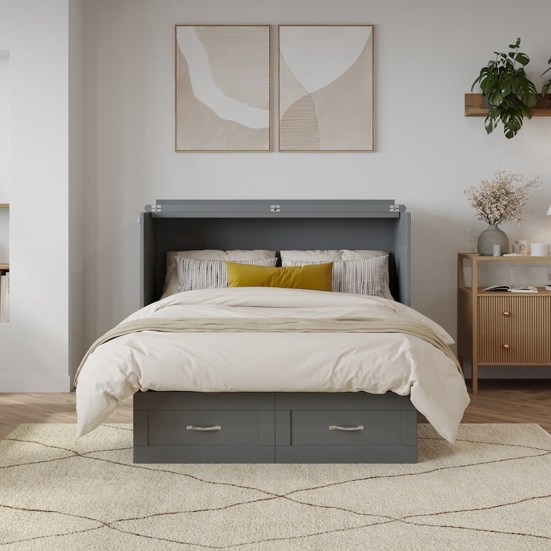 Monroe Full Murphy Bed Chest with 6" Memory Foam Mattress