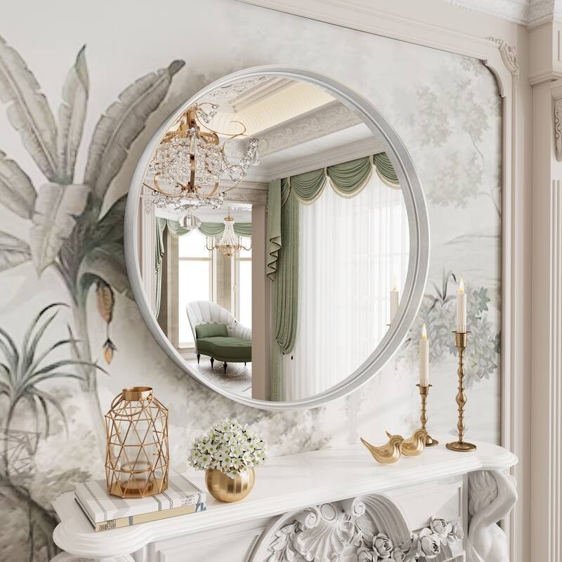 Round Tempered Glass and Metal Framed French Cleat Mounted Wall Bathroom / Vanity Mirror