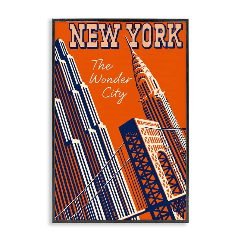 Stupell New York The Wonder City Framed Giclee Art Design By Marcus Jules - 12 x 18 - Black