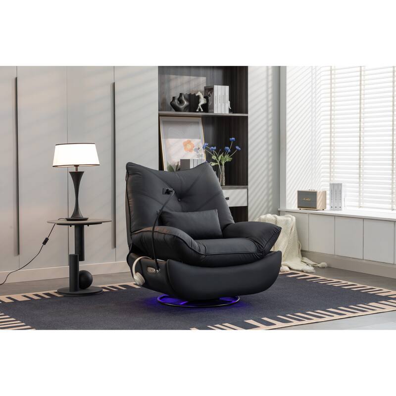270° Swivel Glider Recliner Chair, Power Recliner with USB Port, Atmosphere Lamp