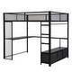 preview thumbnail 15 of 32, Metal Space-saving Gaming Loft Bed with LED, Desk, Open Wardrobe and 3 Linen Storage Drawers, Full Size