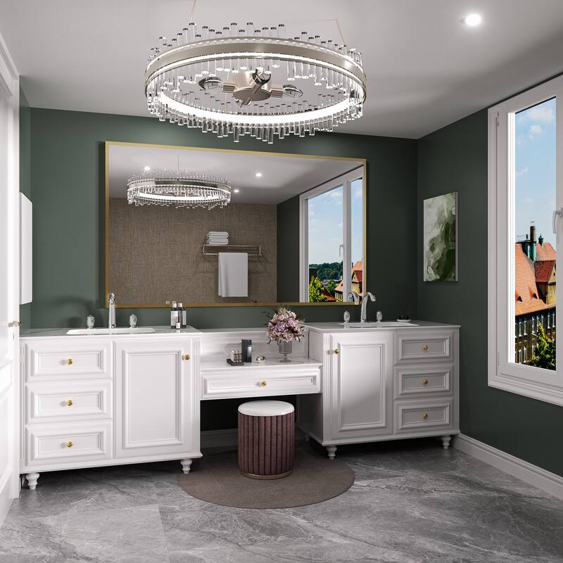 QuivaraView Wall Mounted Aluminum Frame Bathroom Vanity Mirror - 60" x 36" - Brushed Gold