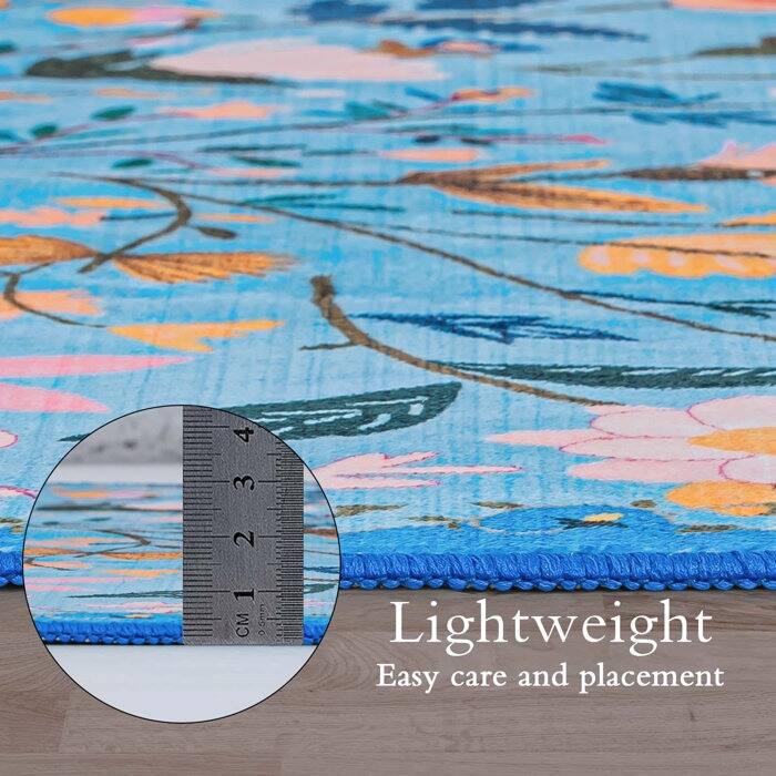 Nature Floral Non-Slip Machine Washable Colorful Modern Area Rug