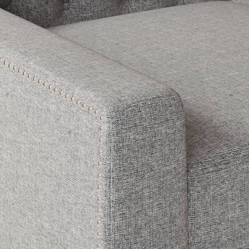 Button Tufted 3 Seater Sofa, Comfy Upholstered Fabric Sofa, Deep Seat Sofa with Armrest & Cushion for Living Room, Apartment