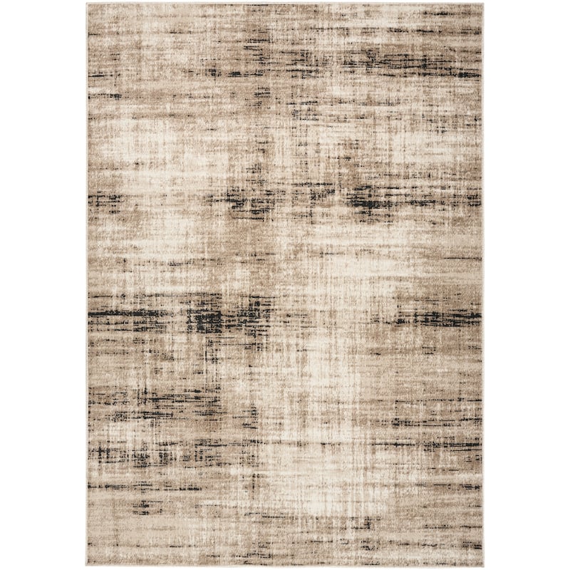 Nourison Washable Decor Indoor only Machine Washable Modern Area Rug - Ivory/Mocha - 6' 7" x 9' - Rectangle