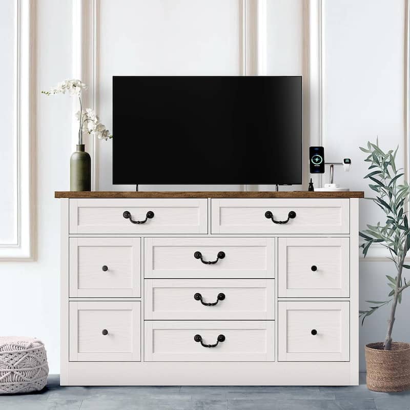 Farmhouse 9 Drawers Dresser for Bedroom
