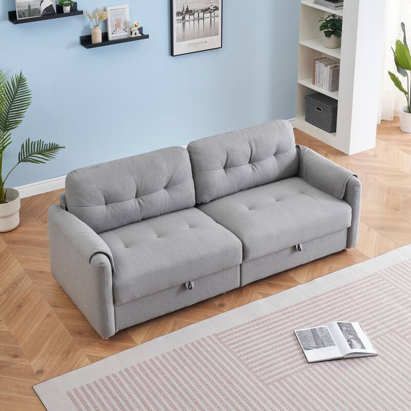 Teddy Cotton Linen Fabric Sofa with Built-in Storage