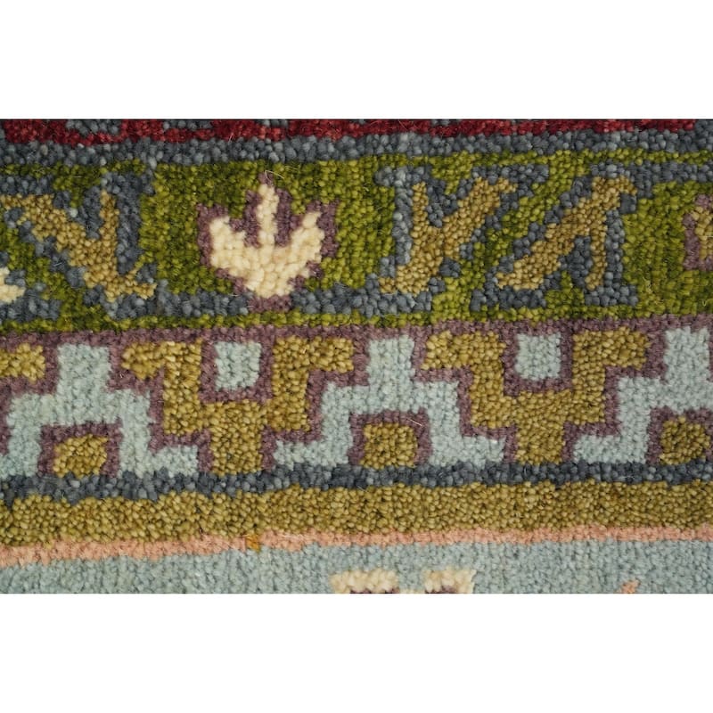 Hand Knotted Oriental 100% Wool Carpet Traditional Geometric Green Kazak Area Rug - 11' 10'' X 8' 11''