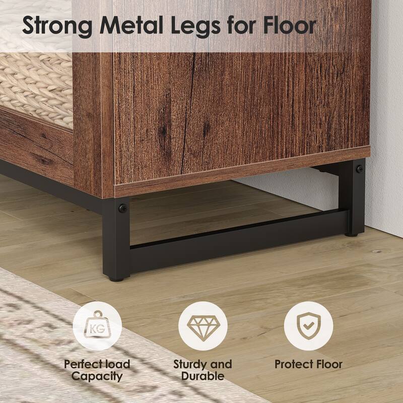 Modern Dresser with Adjustable Shelves, 4 in 1 Storage Cabinet with Glass Doors for Bedroom