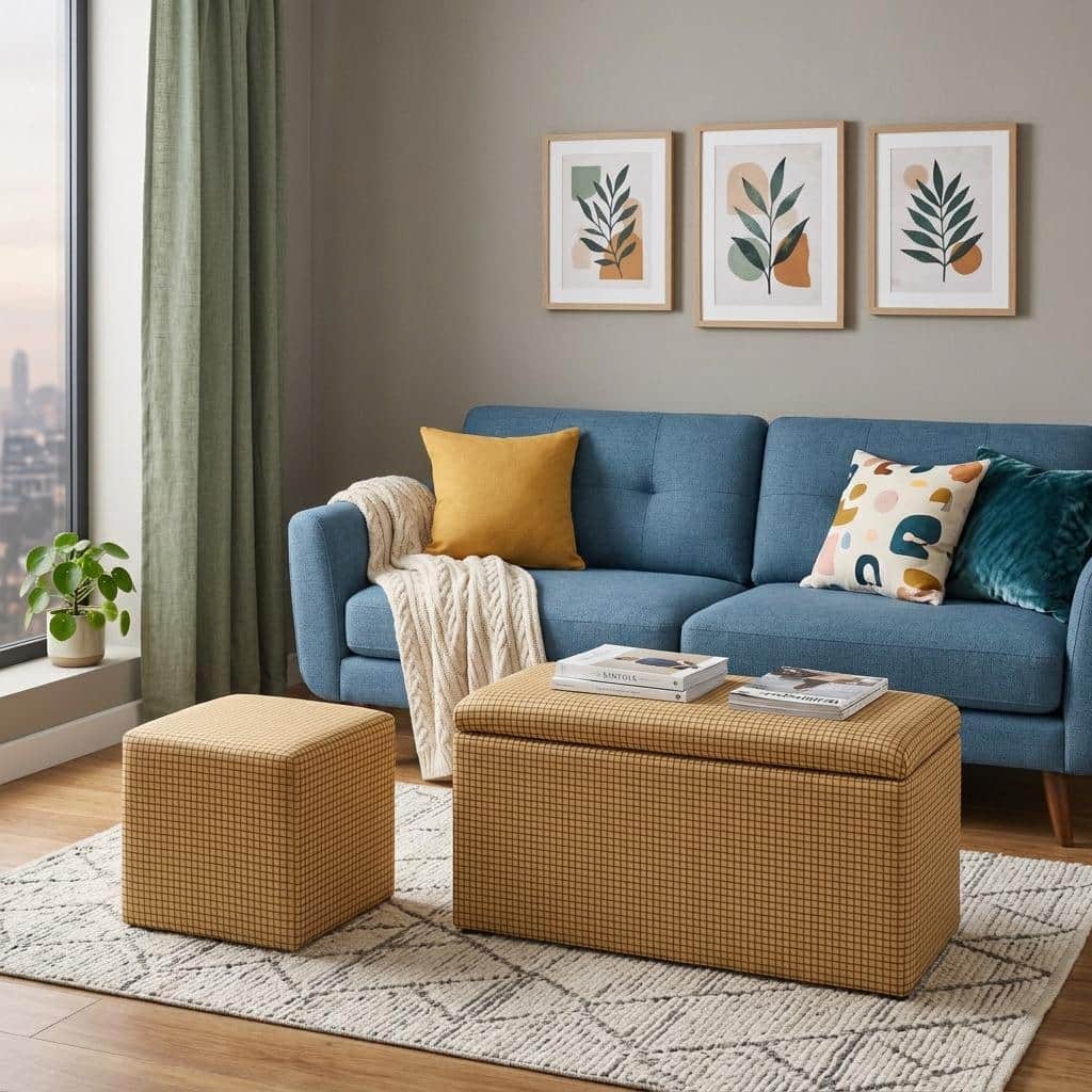 HomeRoots 17" Yellow and Brown Upholstered Faux Leather Bench with Flip top - 16.50 in. x 18.00 in. x 32.00 in.