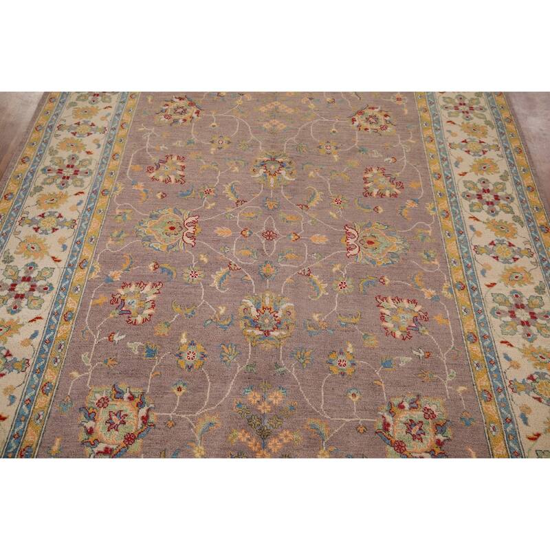 Floral Oushak Oriental Area Rug Handmade Wool Carpet - 6'5" x 9'5"