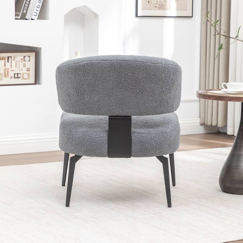 SEYNAR Modern Armless Faux Sherpa Accent Chair with Metal Legs