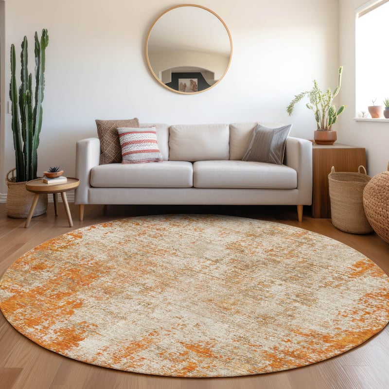 Premium Washable Super Soft Solid Casual Mayfield Rug - Orange - 8' x 8'