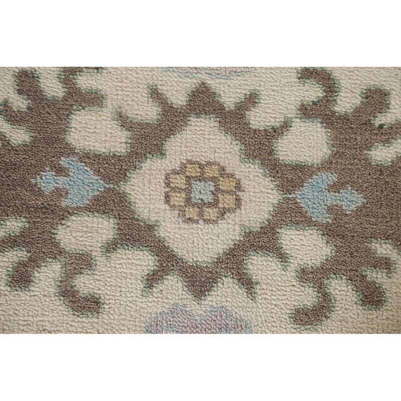 Floral Oushak Oriental Large Area Rug Handmade Beige Wool Carpet - 11'9" x 14'8"