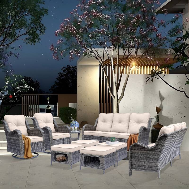 Wicker Patio Furniture Set-Outdoor Patio Conversation Seating Sets