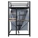 preview thumbnail 17 of 18, Twin Loft Bed with Desk, Shelves, Power Outlet, LED Light & Wardrobe, Black
