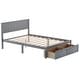 preview thumbnail 27 of 34, Twin/Full Solid Wood Bed Frame with Headboard and Storage Drawers, Kids Platform Bed Frame Twin/Full Size, No Box Spring Needed