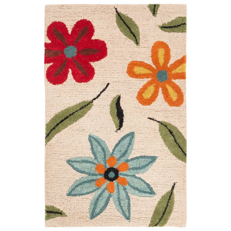SAFAVIEH Handmade Blossom Gianpiera Modern Floral Wool Rug - 2'6" x 4' - Beige/Multi