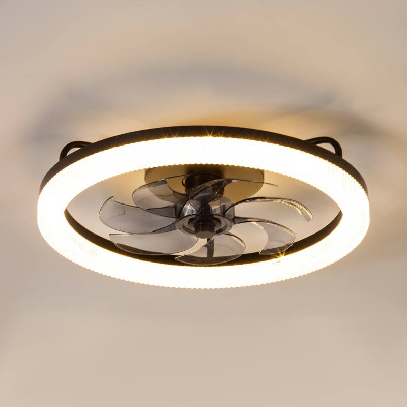 20 in. Black Integrated LED Color Changing Flush Mount With Frosted Acrylic Shade and Remote