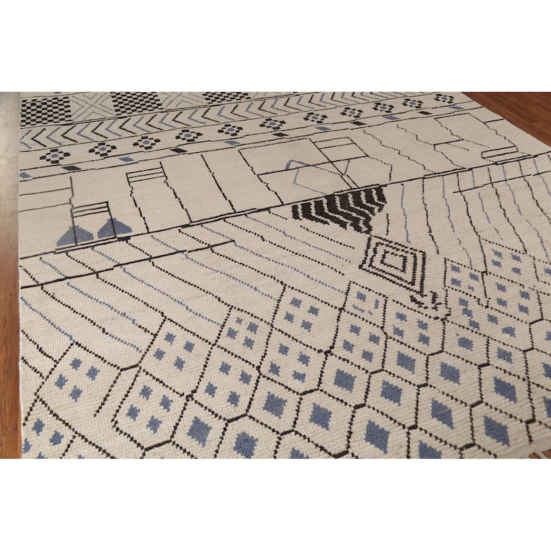 Geometric Trellis Moroccan Area Rug Handmade Wool Carpet - 9'0"x 12'5"