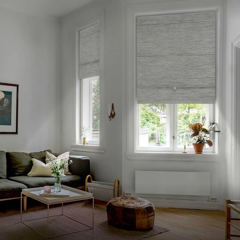 GoDear Design 99.99% Blackout Magnetic Roman Shades, No Drill Cordless Woven Fabric Blinds-Multiple Widths Available, Ivory