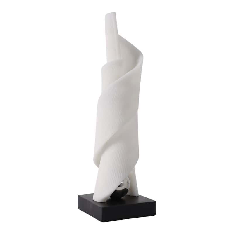 Polyresin Sculpture Modern Twist Design for Home Decor - 21" White - 6" x 6" x 20.5"