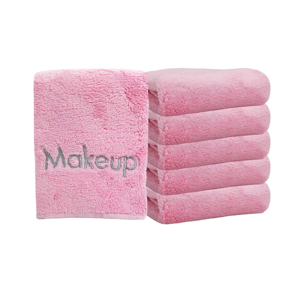 Embroidered Coral Fleece Microfiber Makeup Towels - Set of 6 - 13X13