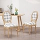 preview thumbnail 5 of 90, Phinnaeus French Country Fabric Dining Chairs (Set of 2) by Christopher Knight Home Dark Blue Plaid + Light Beige + Natural