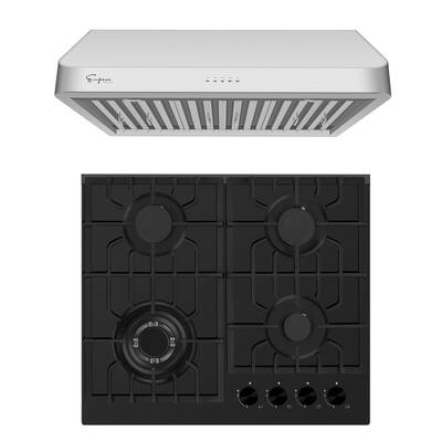 2 Piece Kitchen Appliances Packages Including 24" Gas Cooktop and 30" Under Cabinet Range Hood