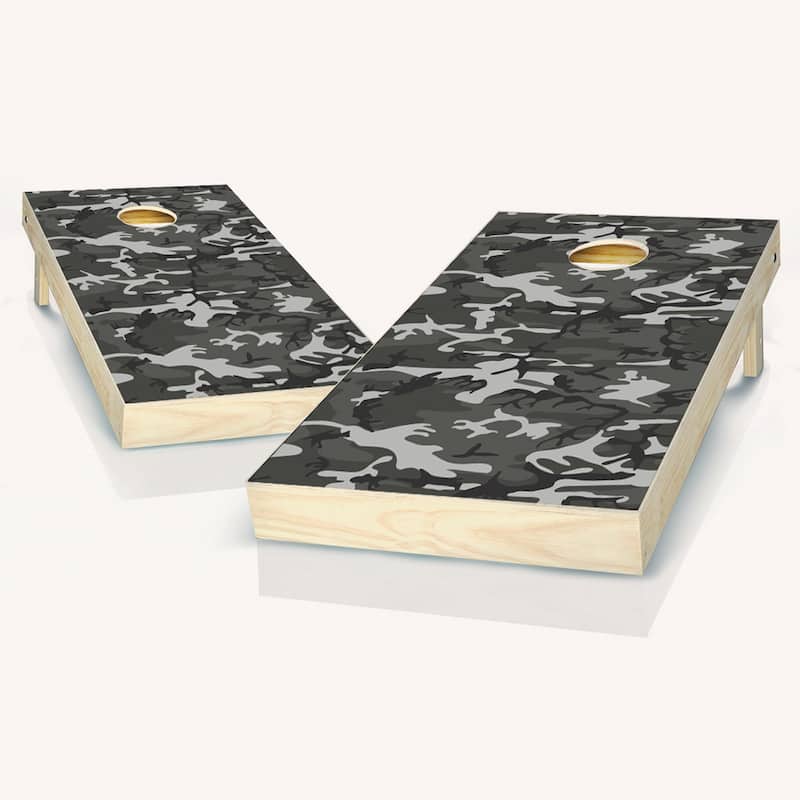 Gray Camo Outdoor Cornhole Board Game Set - Include Carrying Case