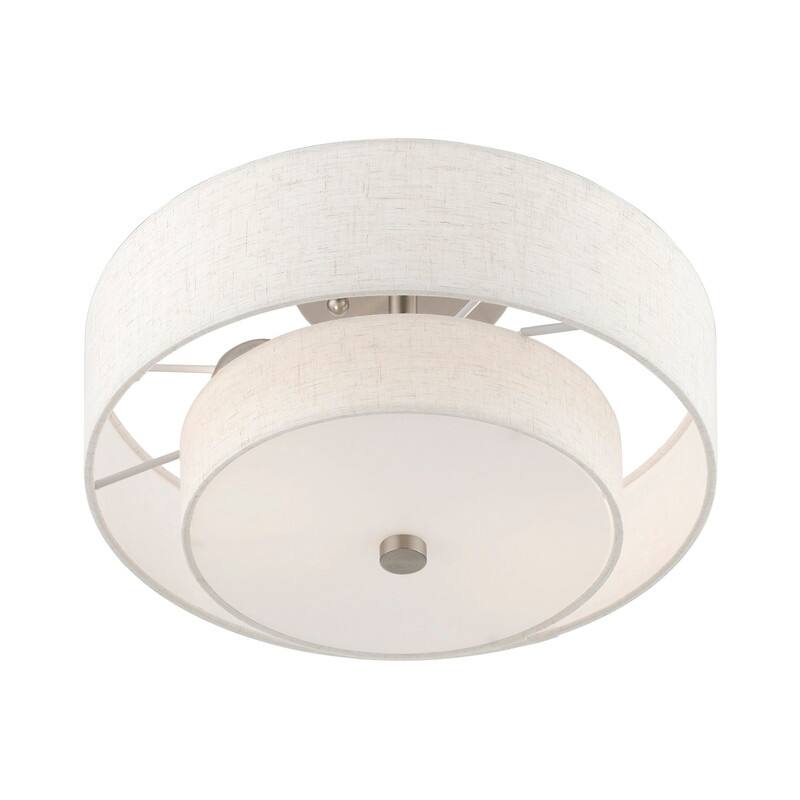 Livex Lighting 2-light Fabric Shade Flush Mount, 51083-92, 51083-91