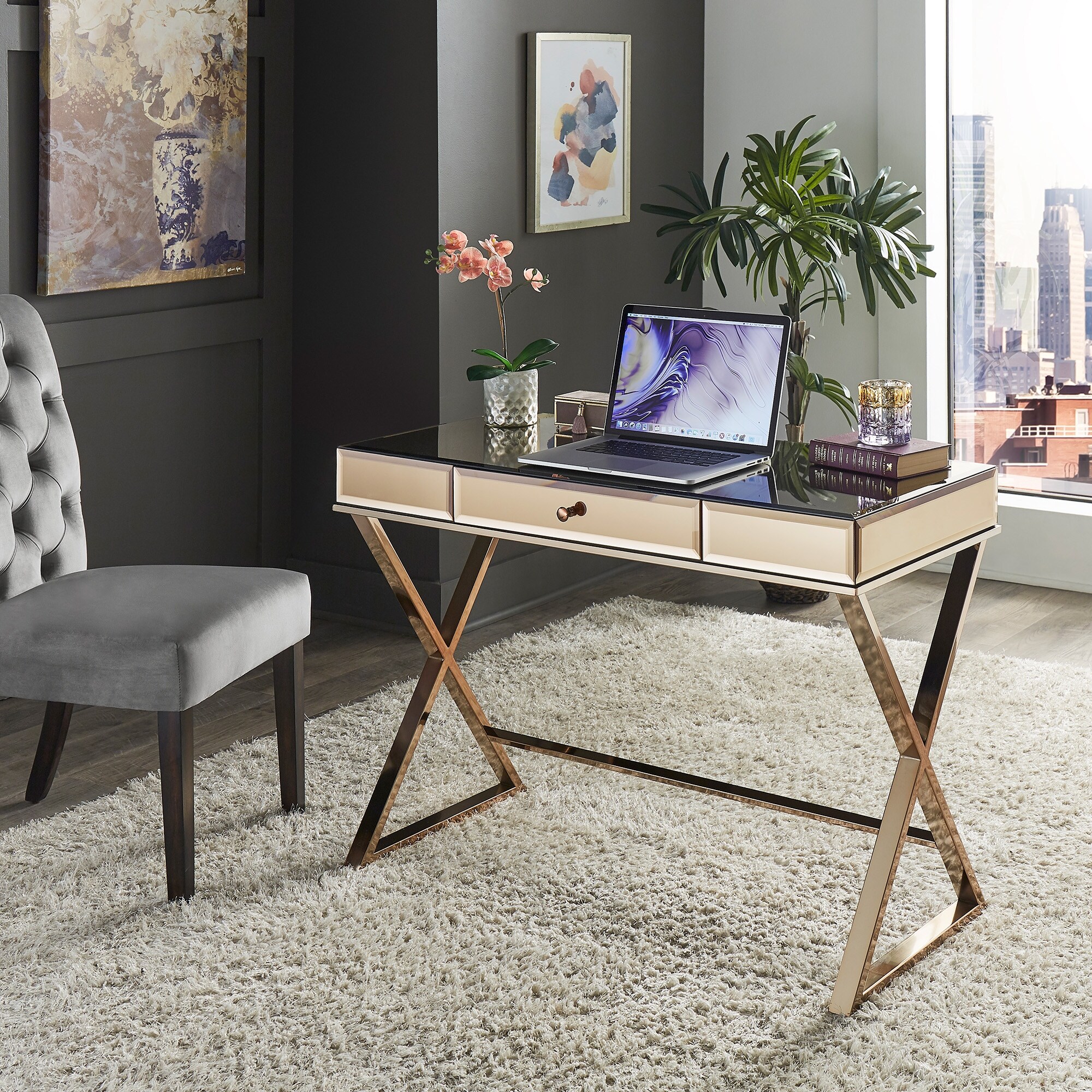 White and gold shop campaign desk