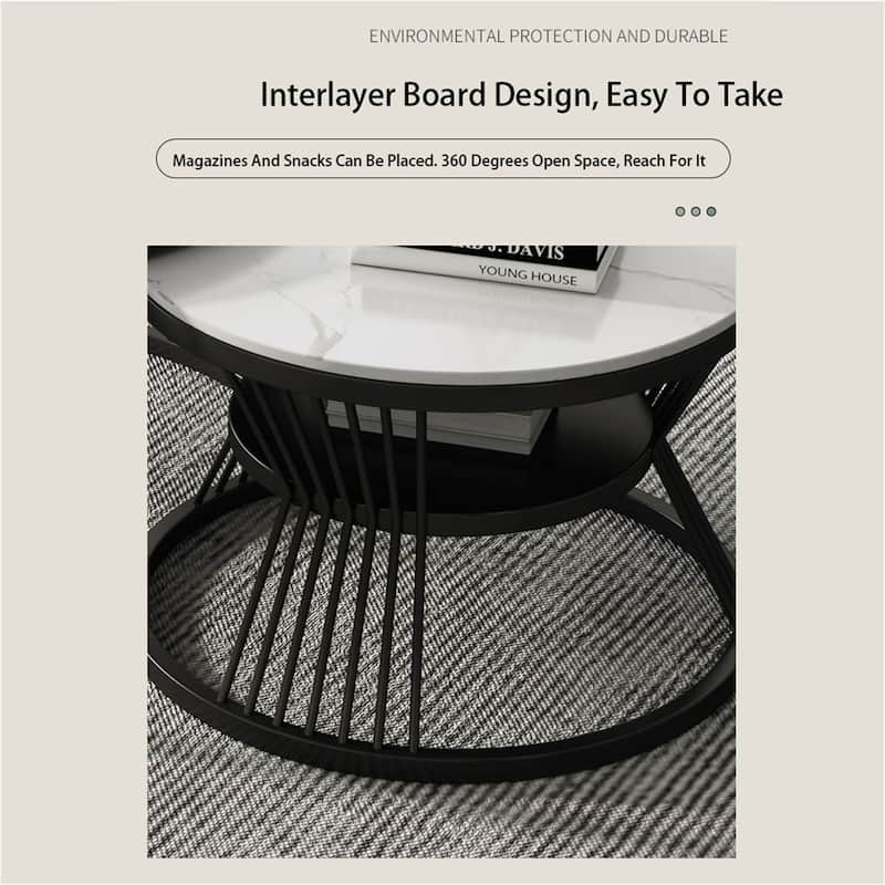 Round Modern Portable Nesting Dining Table Coffee Table (Set of 2)