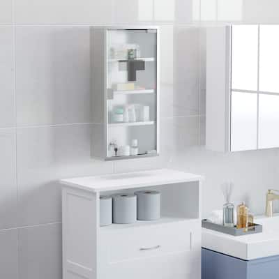 kleankin Wall Mounted Medicine Cabinet, Stainless Steel Frame,Silver