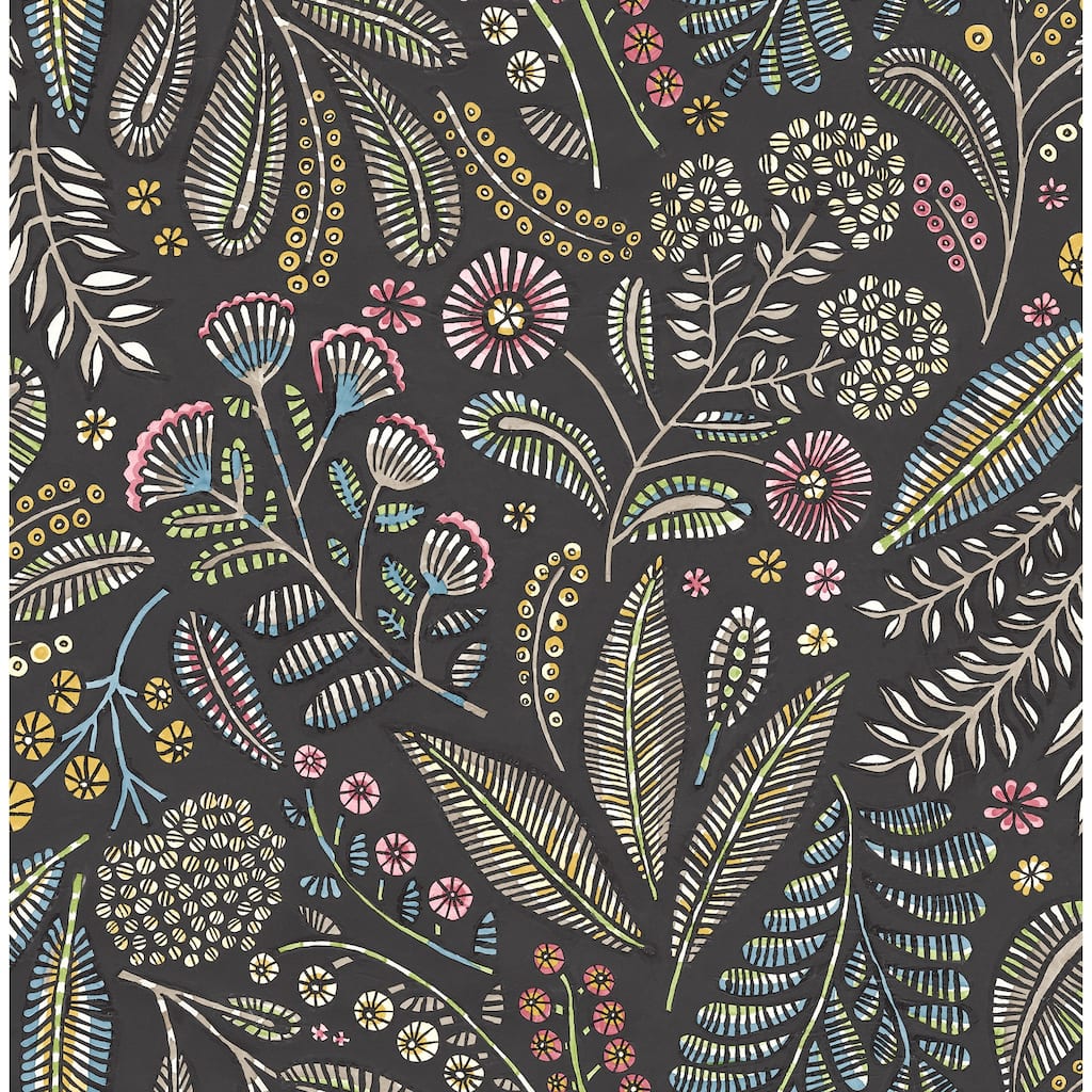 A-Street Prints Briar Charcoal Floral Wallpaper