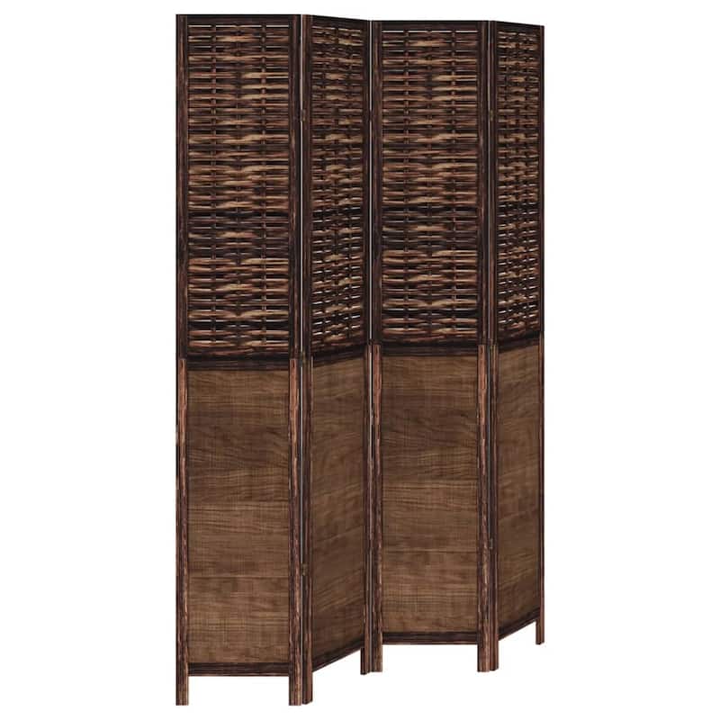 vidaXL Room Divider Privacy Screen Living Room Dark Brown Solid Wood Paulownia