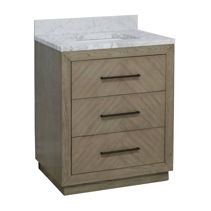 KitchenBathCollection Avery 30" Bathroom Vanity with Carrara Marble Top