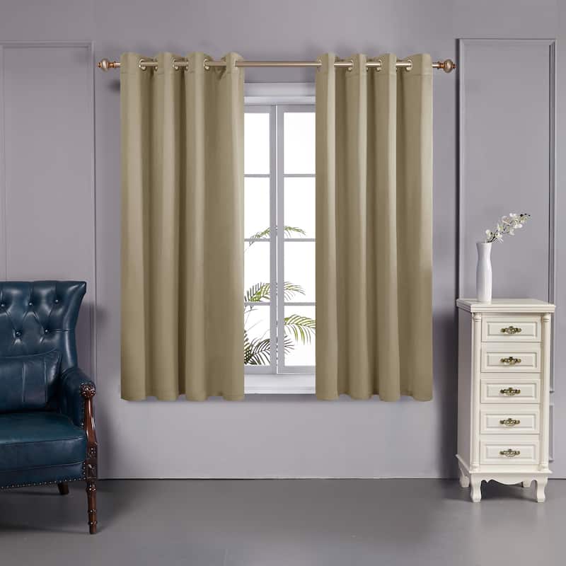 Deconovo 100 Percent Blackout Double Layers Lined Curtain (2 Panel)