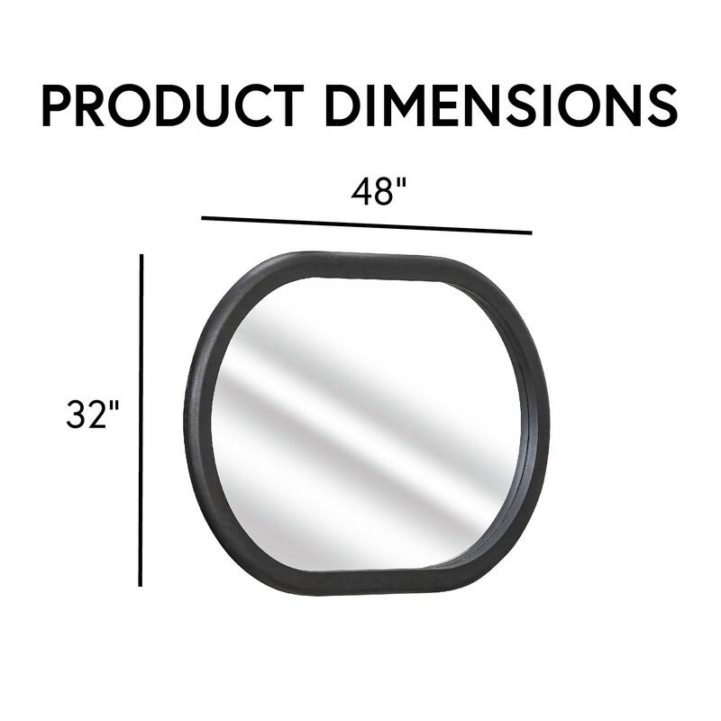 Furniture of America Caelan Modern Black Oval Wall Mirror